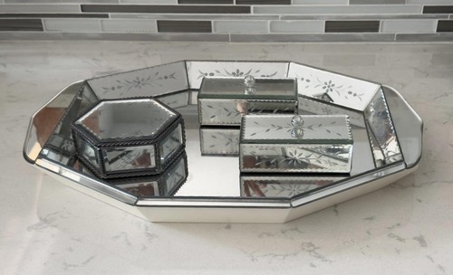 Coffee table etched mirrored - coffee,