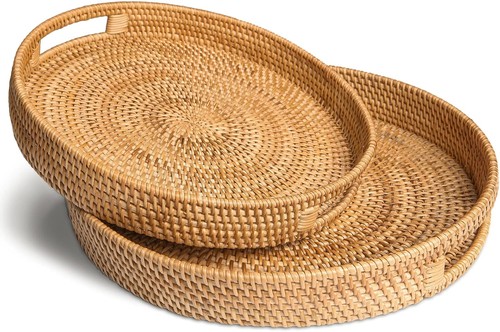 Natural rattan woven tray - rattan,
