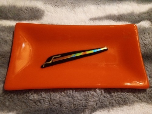 Orange fuzed glass trinket - fuzed,
